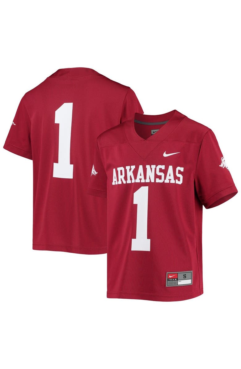 Nike Youth Nike #1 Cardinal Arkansas Razorbacks Untouchable Football Jersey, Main, color,