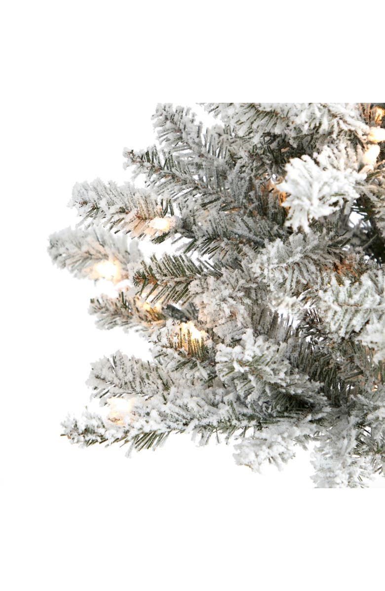NEARLY NATURAL 3-ft Flocked West Virginia Spruce Artificial Christmas Tree with 50 Clear Lights and 142 Bendable Branches, Alternate, color, White