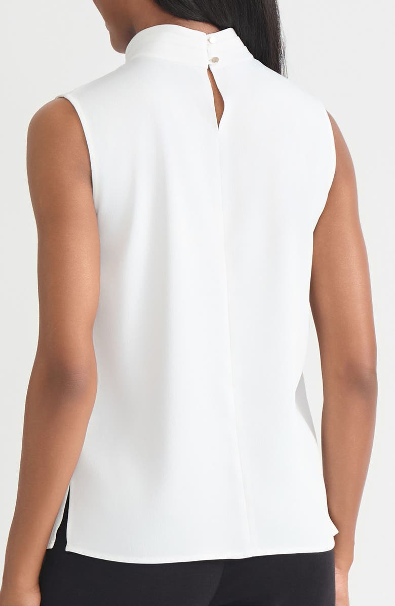 Misook Crêpe de Chine Mock Neck Sleeveless Top, Alternate, color, White