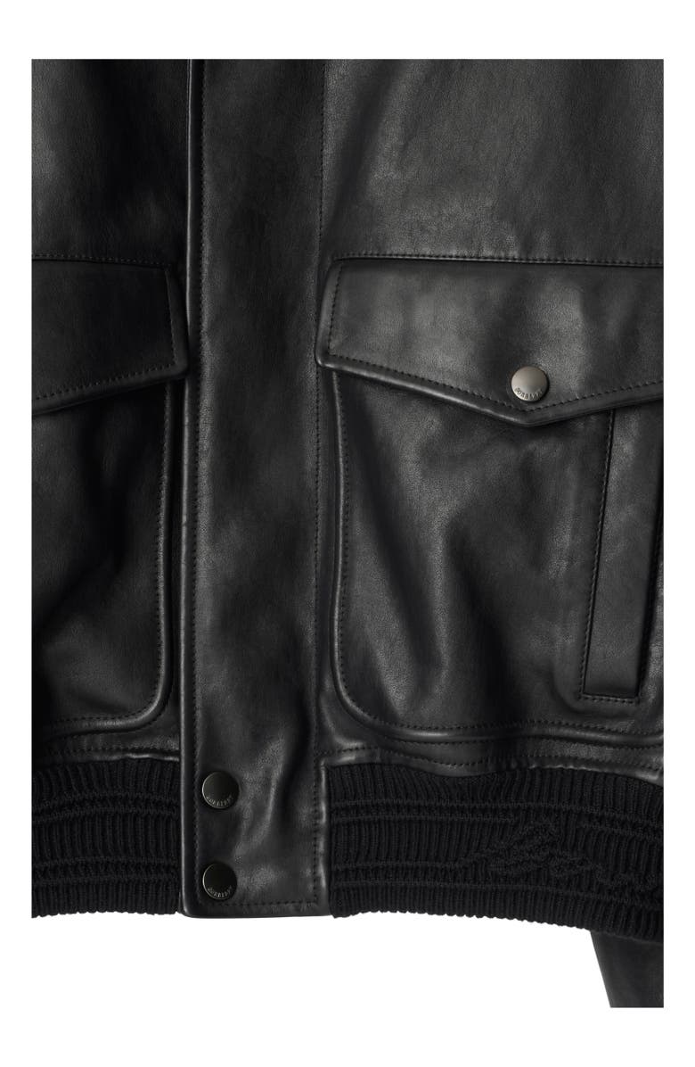 Burberry Leather Bomber Jacket, Alternate, color, Black