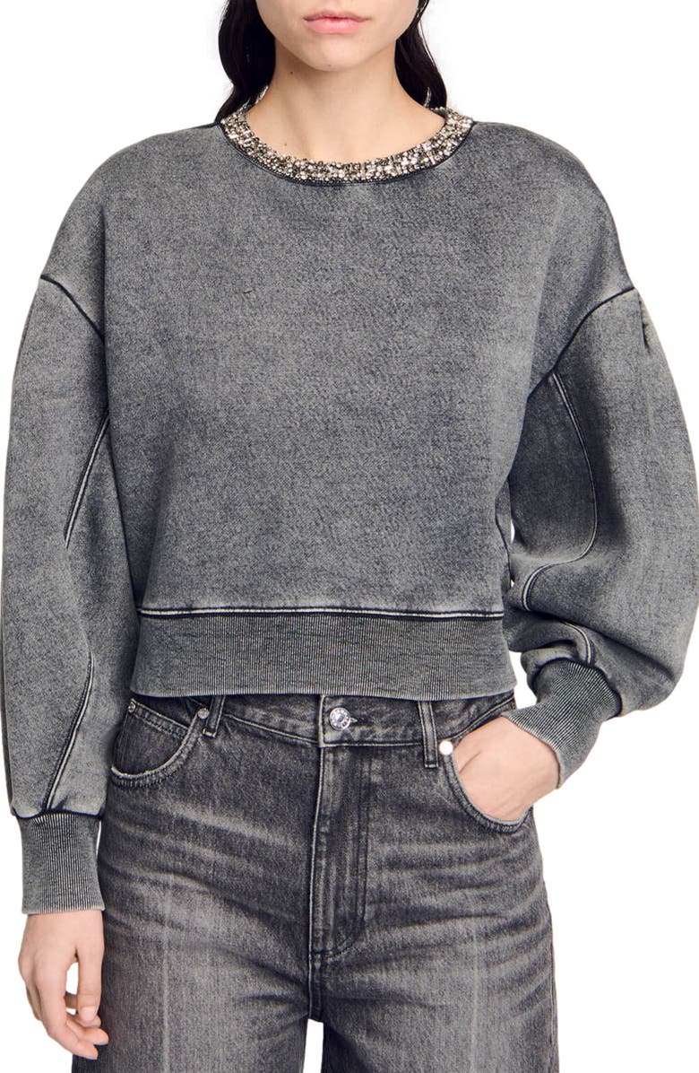 SANDRO Jewellery neck sweatshirt, Main, color, 