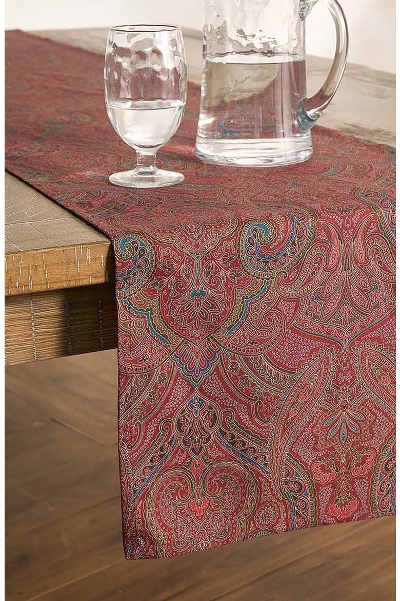 Paisley Linen Table Runner, Alternate, color, RED