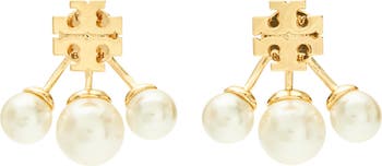 Tory Burch Kira Imitation Pearl Front/Back Earrings | Nordstrom