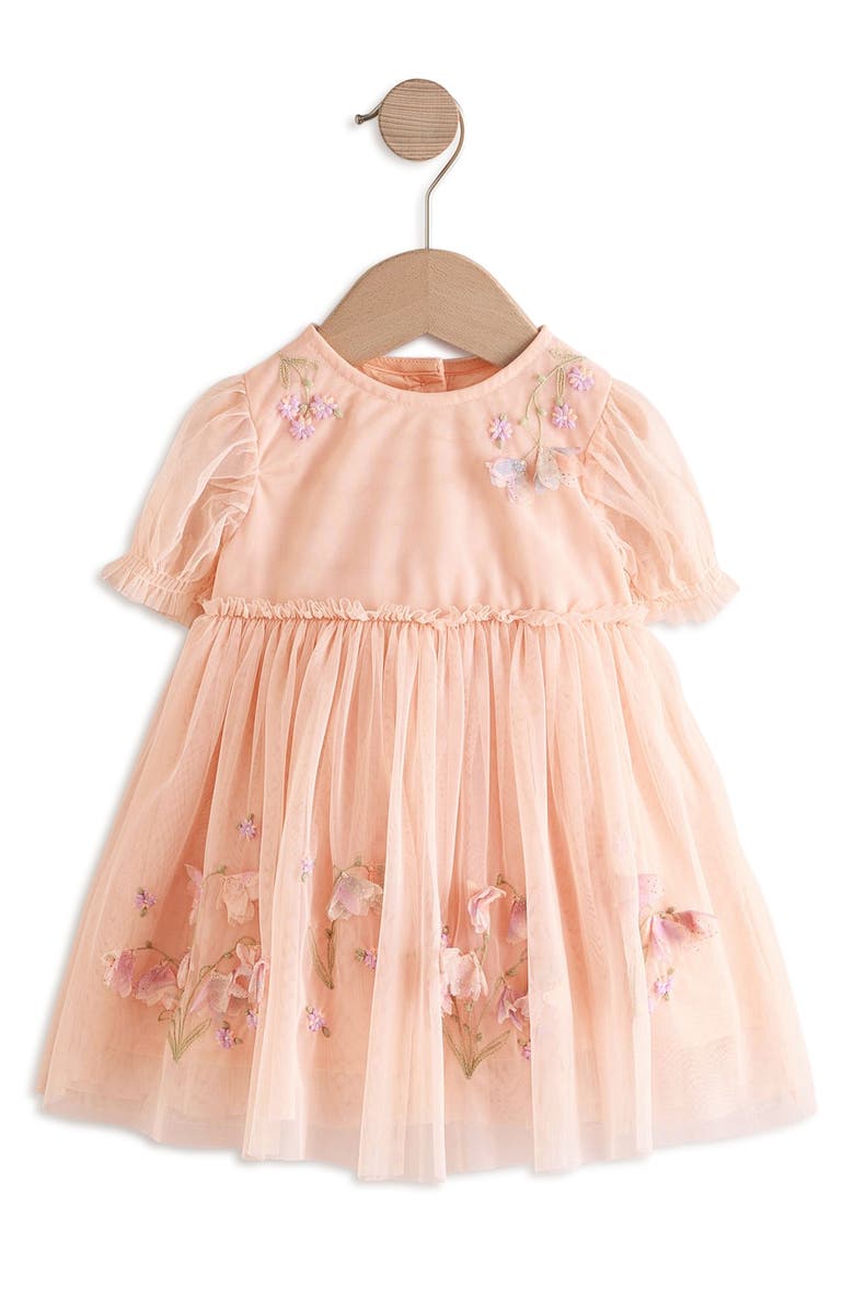 NEXT Kids' Floral Appliqué Mesh Dress, Main, color, 