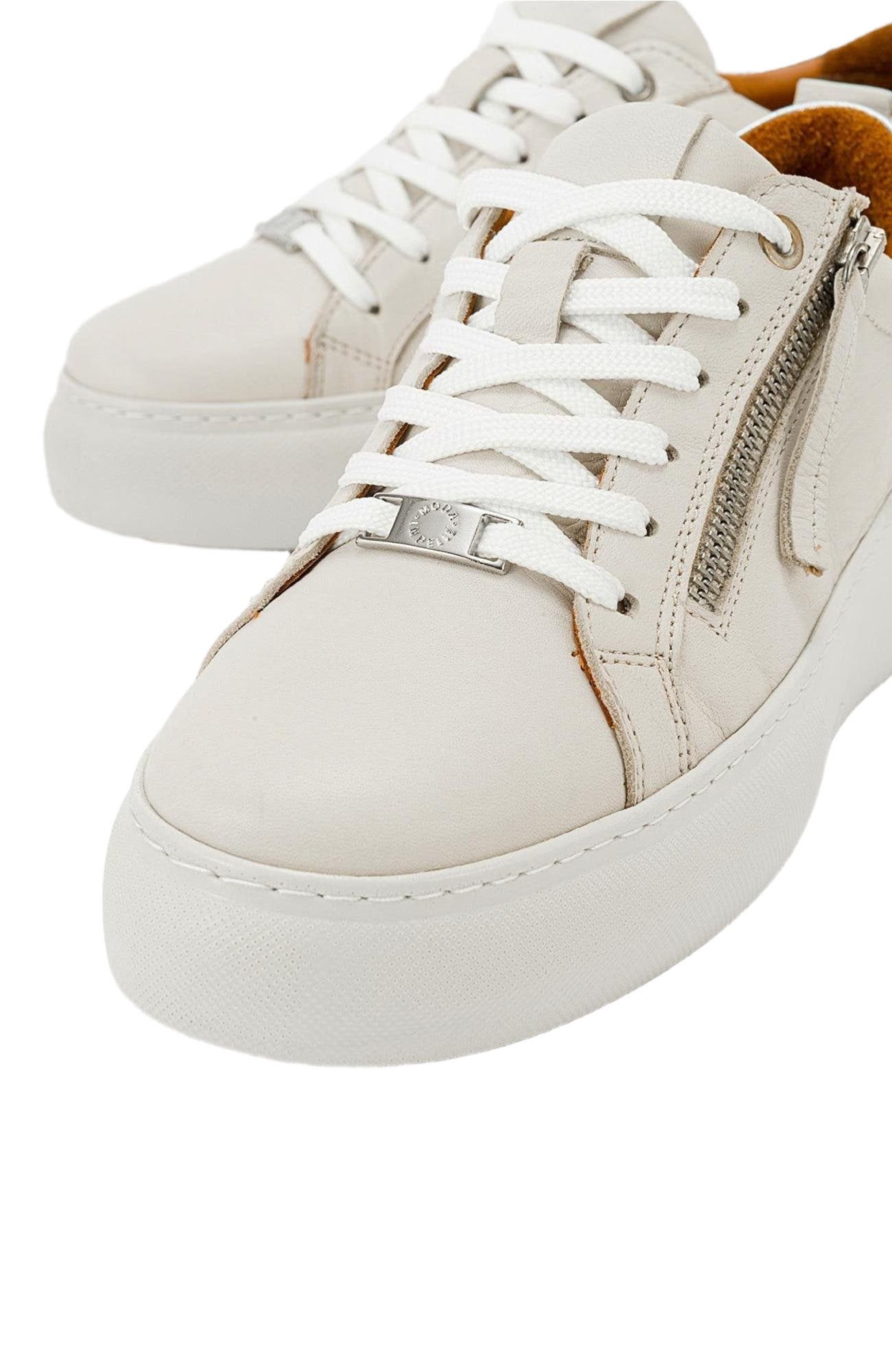 Allie Leather Zip Sneaker, Alternate, color, Beige Leather