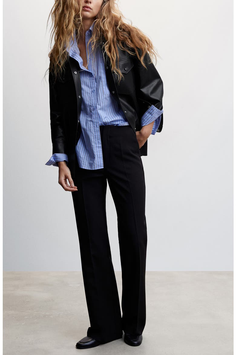 Faux Leather Shirt Jacket, Alternate, color, BLACK