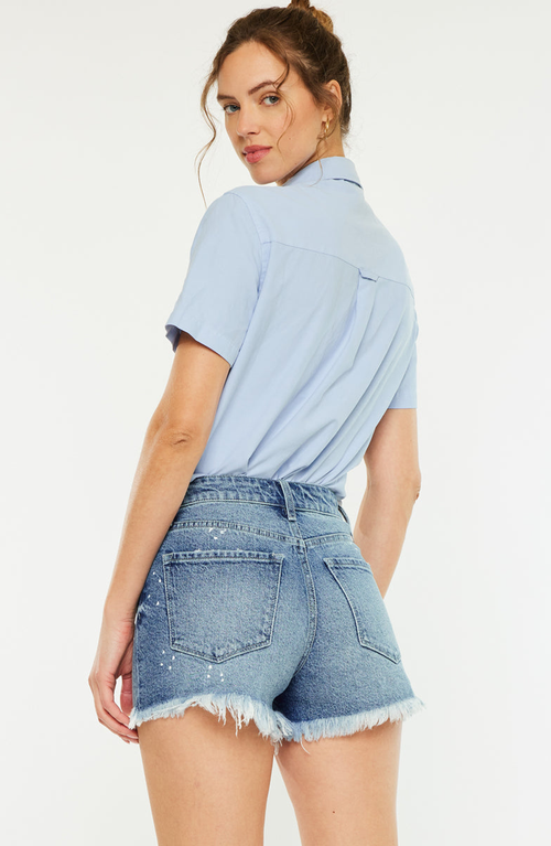 Kancan Diana High Rise Shorts In Medium Wash