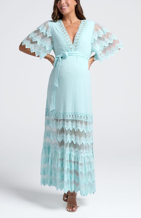 Roxy Lace Baby Shower Dress in Pale Sky Blue for Elegant Celebrations