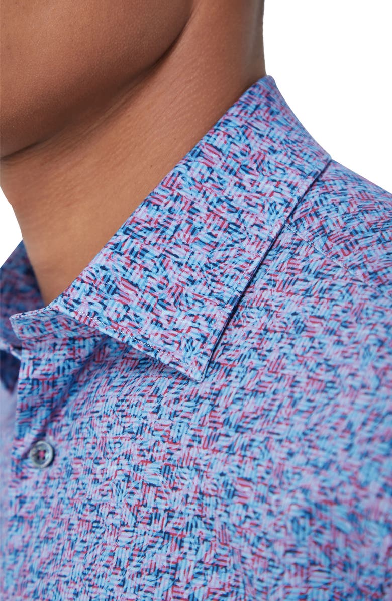 Bugatchi James OoohCotton<sup>®</sup> Leaf Print Button-Up Shirt, Alternate, color, Plum