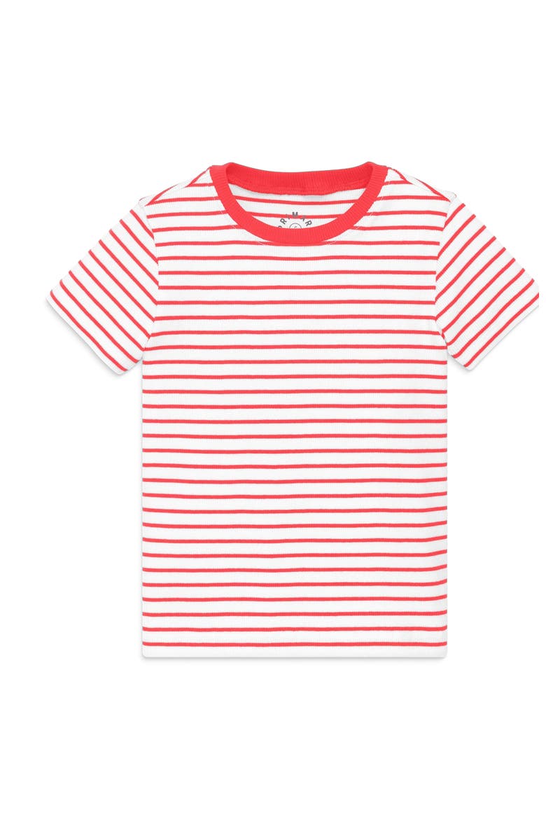 Kids Rib Tee In Stripe, Main, color, Strawberry White Stripe