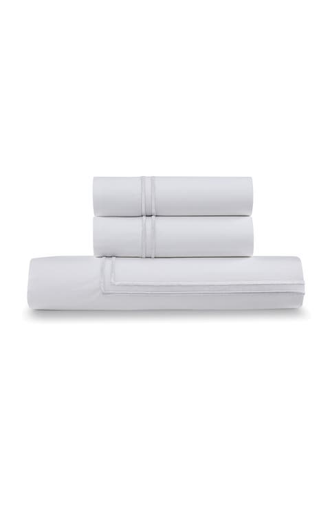 Cotton Percale 3-Piece Duvet Set with Satin Stitching