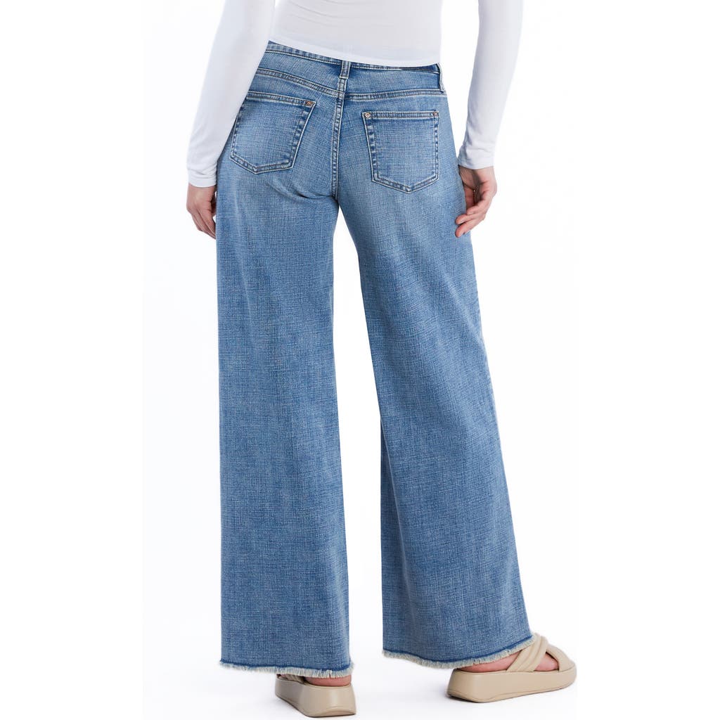 Hint Of Blu Mighty High Waist Wide Leg Jeans In Field Blue