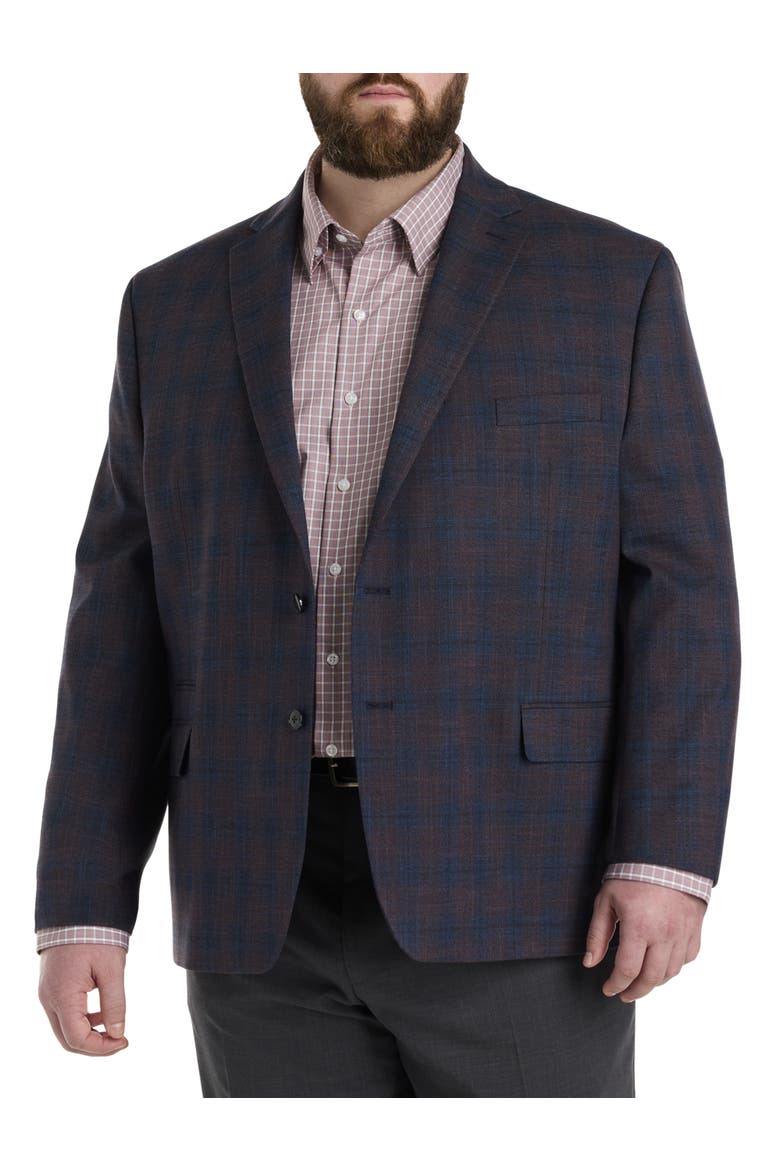 Big & Tall Plaid Sport Coat, Main, color, PLUM