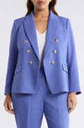 Tahari ASL Double Breasted Twill Blazer