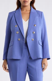 Tahari ASL Double Breasted Twill Blazer