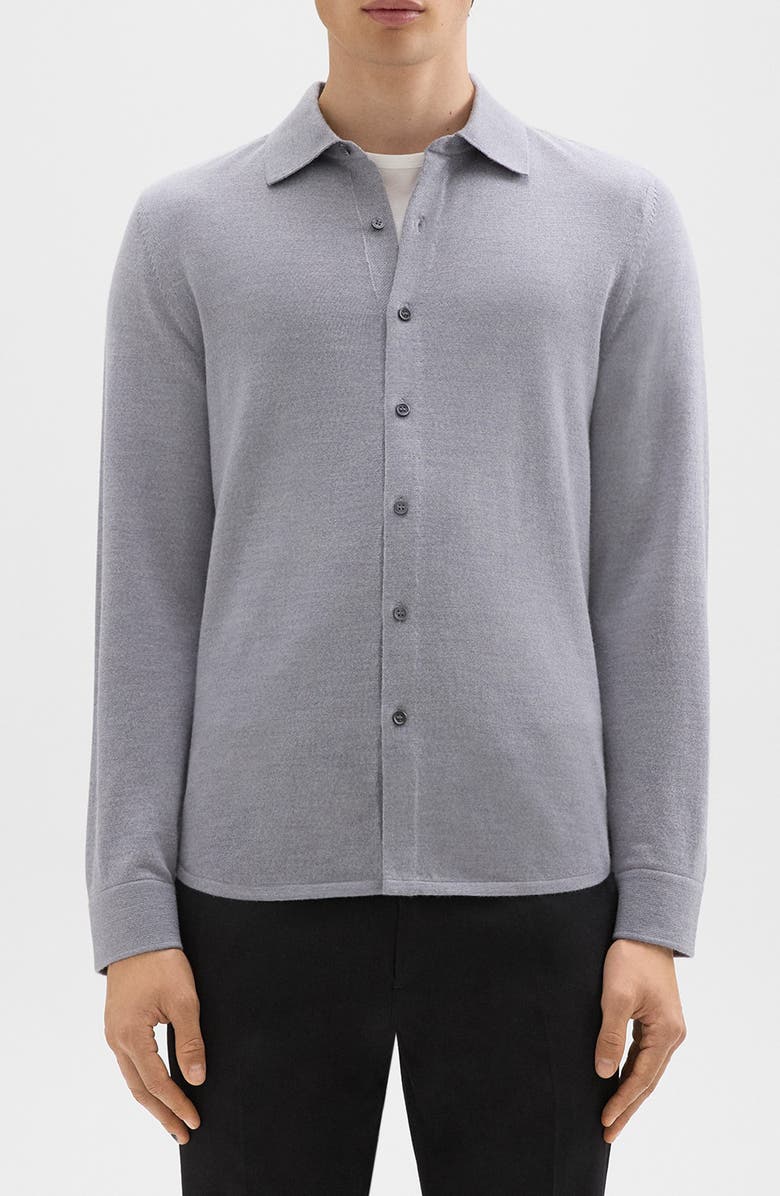 Theory Lorean Merino Wool Blend Button-Up Shirt, Main, color, 