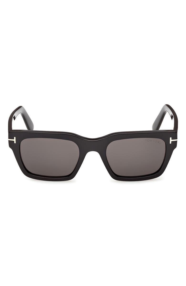 TOM FORD Andy 53mm Square Sunglasses, Main, color, Shiny Black / Smoke Lens