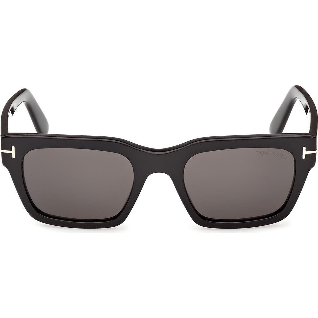 TOM FORD Andy 53mm Square Sunglasses in Shiny Black/smoke Lens at Nordstrom