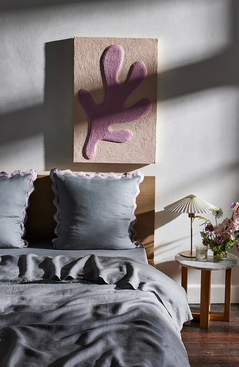 Bed Threads Set of 2 Scalloped Linen Euro Pillowcases, Alternate, color, 