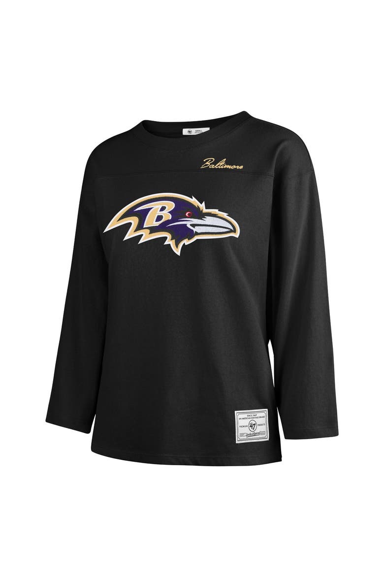 Women's '47 Black Baltimore Ravens Game Nod Timeless Long Sleeve T-Shirt, Alternate, color, Black
