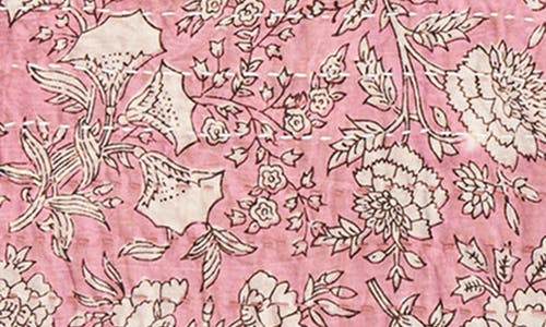 Taj Hotel Vintage Cotton Kantha Throw Blanket In Multi Pink