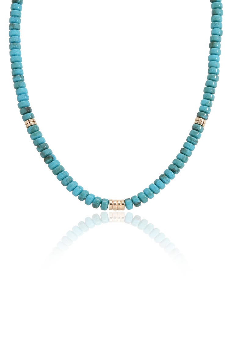 Synthetic Turquoise Beaded Disc Necklace, Alternate, color, TURQUOISE