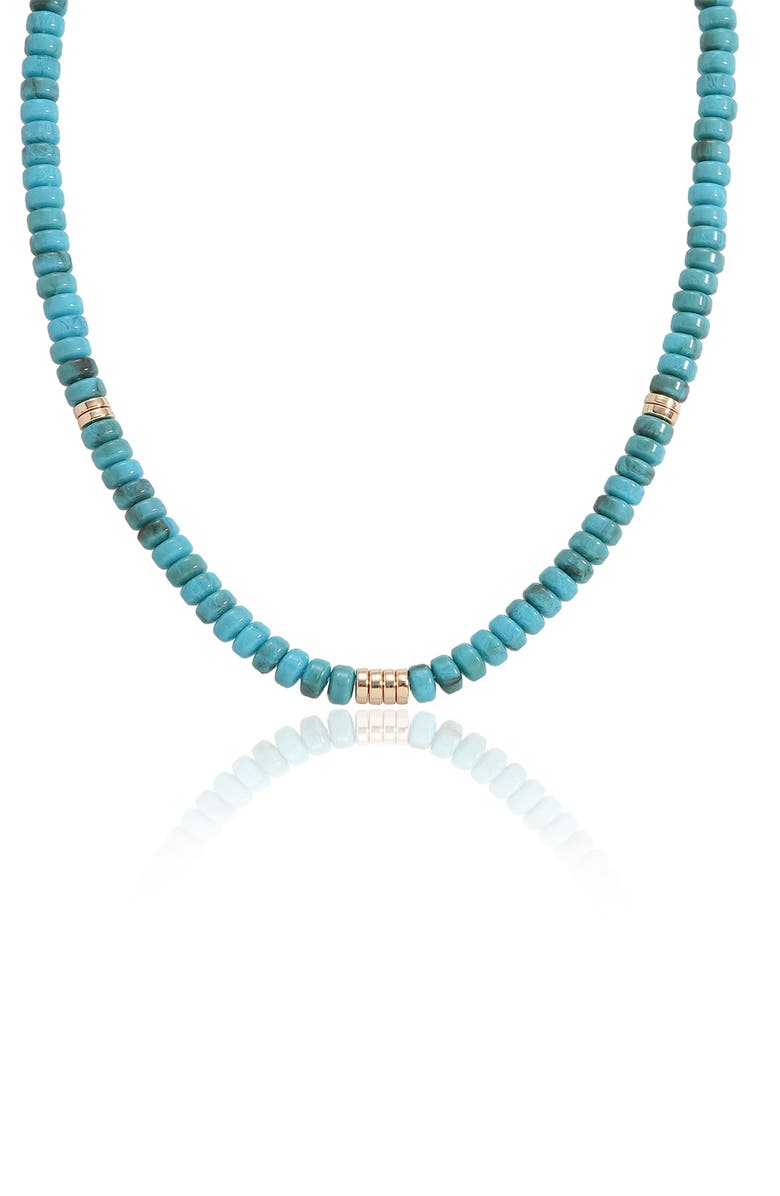 Ettika Synthetic Turquoise Beaded Disc Necklace, Alternate, color, Turquoise