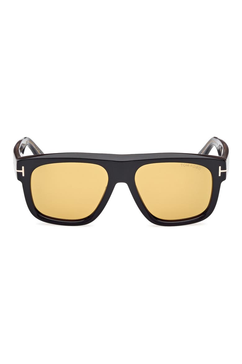 Icon 56mm Pilot Sunglasses, Main, color, SHINY BLACK / BROWN