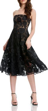 Dress the Population Kailyn Strapless Floral Lace Cocktail Dress