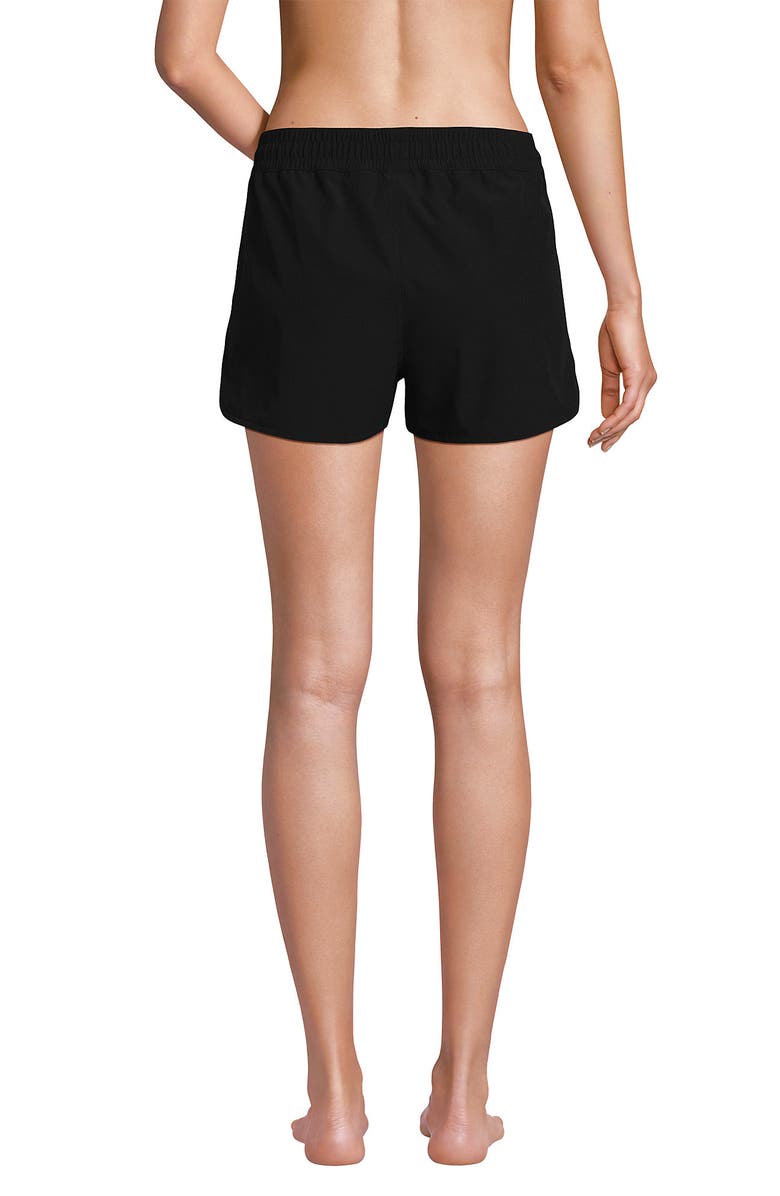 Lands' End Woven Packable 3" Dolphin Hem Swim Cover-up Shorts, Alternate, color, Black