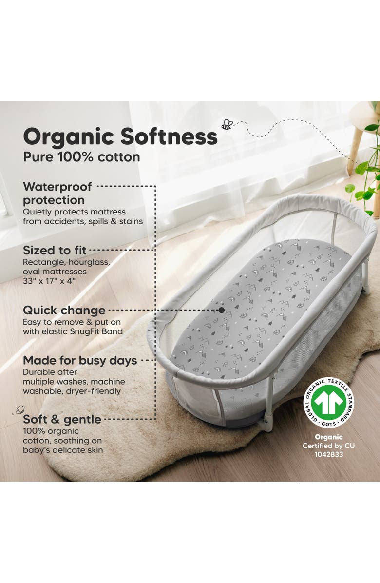 KeaBabies 2-Pack Soothe [Protect+] Waterproof Bassinet Sheets, Alternate, color, Woodland