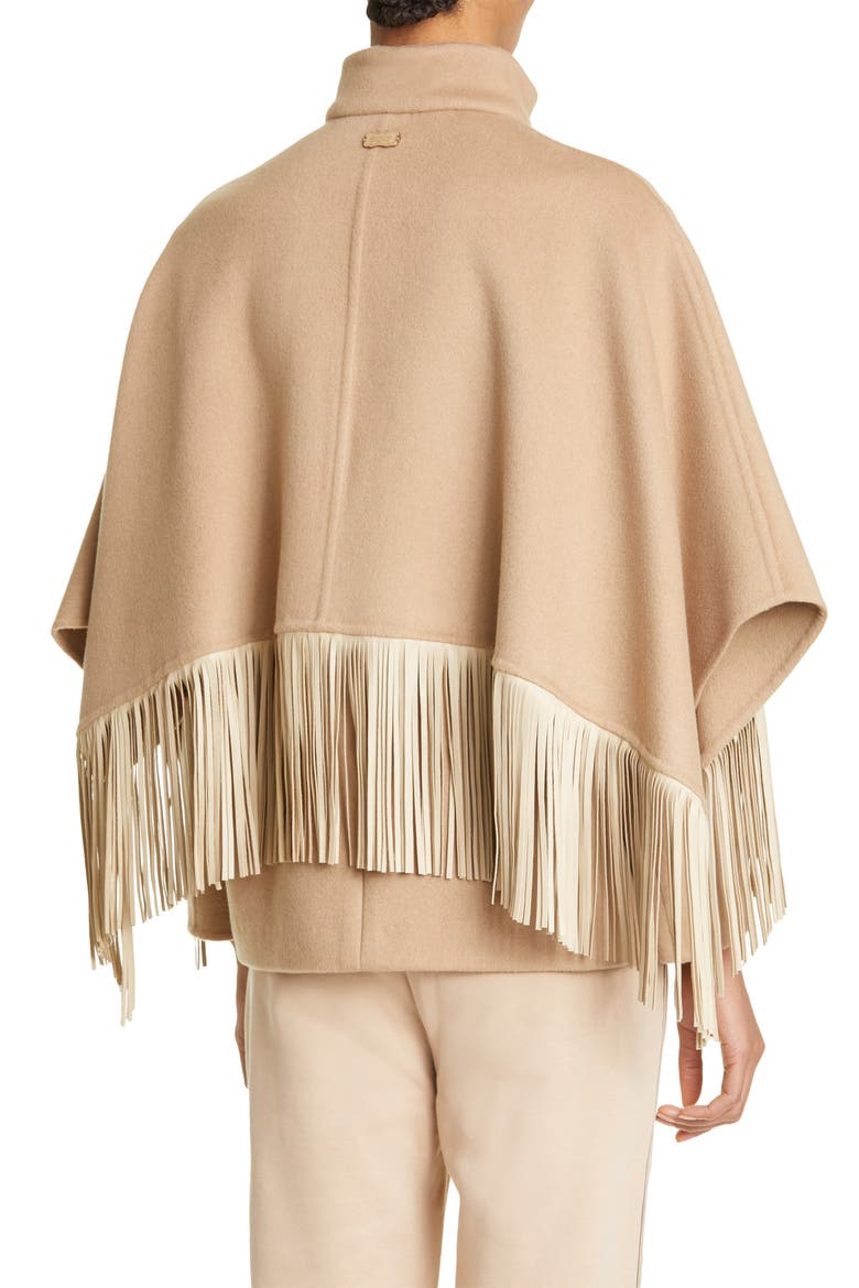 Double Muretto™ Cashmere Jacket with Leather Fringe, Alternate, color, N55-CAMEL