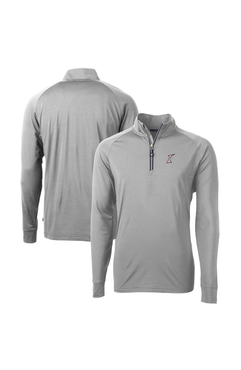 Cutter & Buck Men's Cutter & Buck Gray Albuquerque Isotopes Adapt Eco Knit Stretch Recycled Quarter-Zip Pullover, Alternate, color,