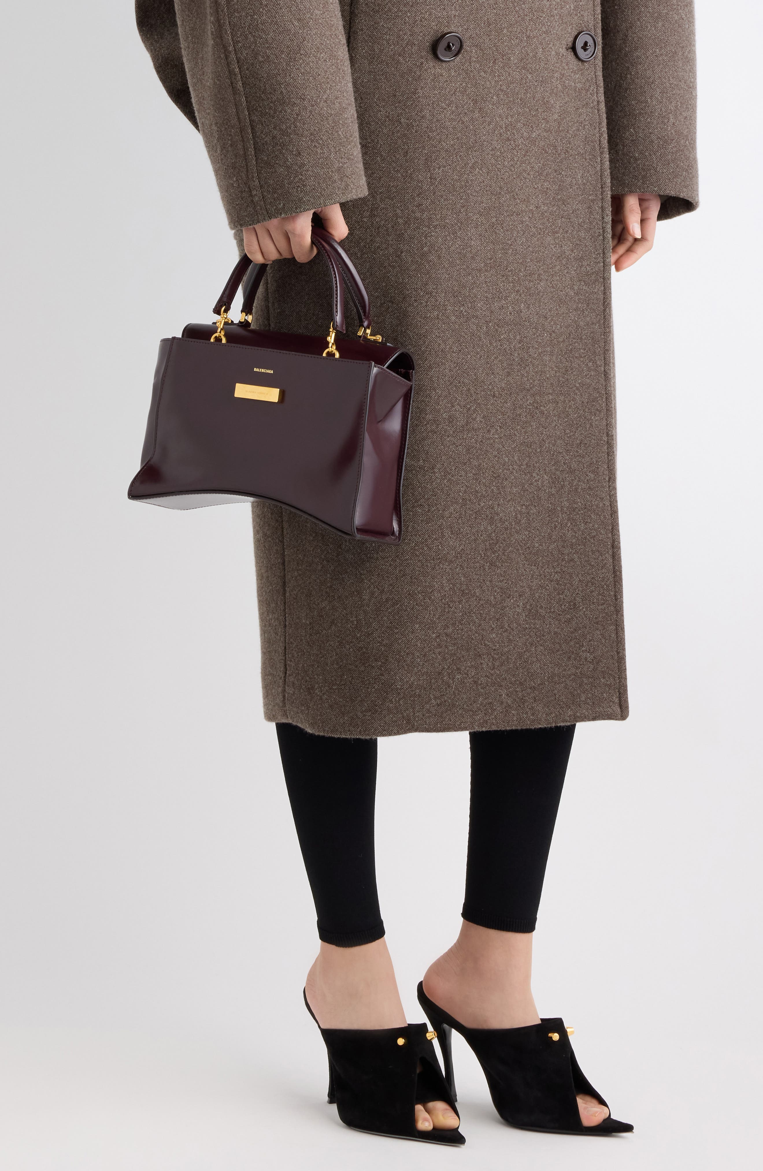 Small Hourglass Avenue Leather Top Handle Bag, Alternate, color, 6134 BORDEAUX