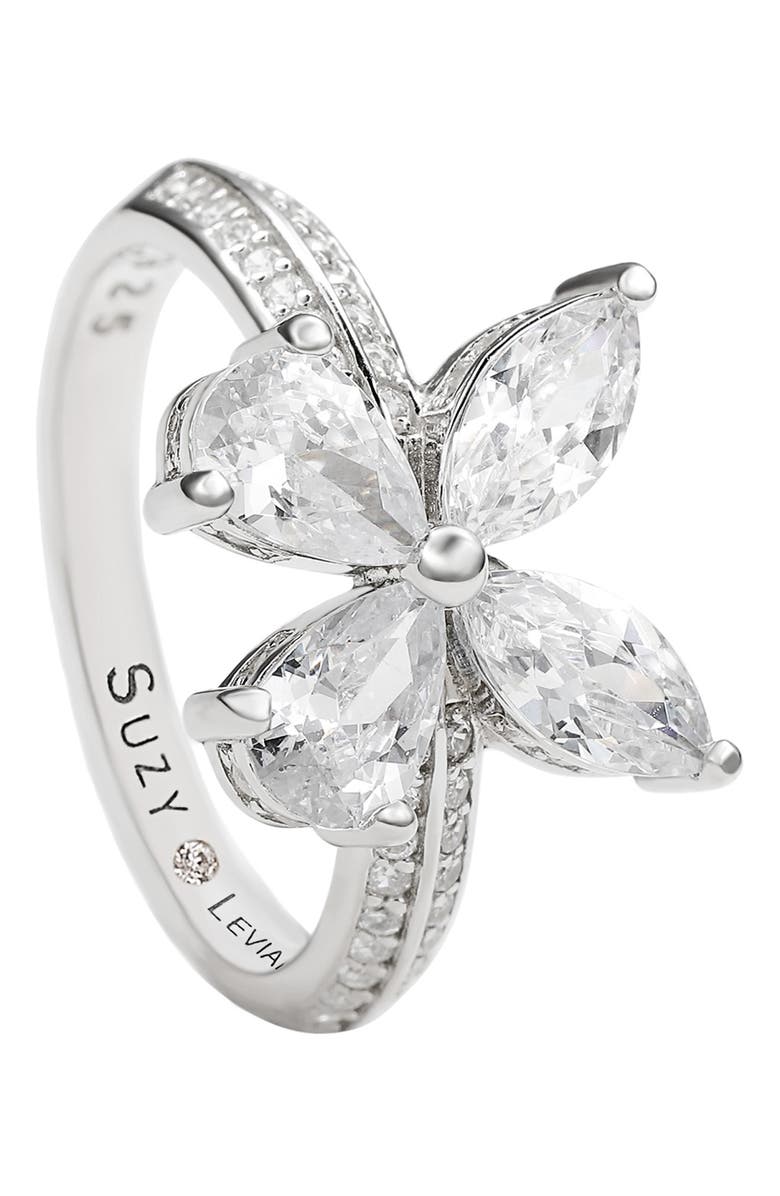 SUZY LEVIAN Sterling Silver & CZ White Butterfly Ring, Alternate, color, White