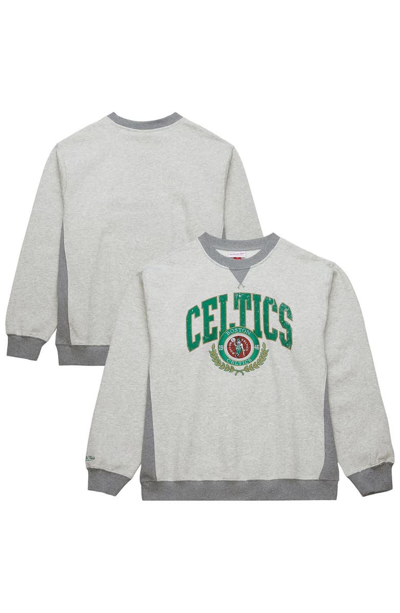 Mitchell & Ness Men's Mitchell & Ness Heather Gray Boston Celtics  Vintage Logo Pullover Sweatshirt, Main, color, 