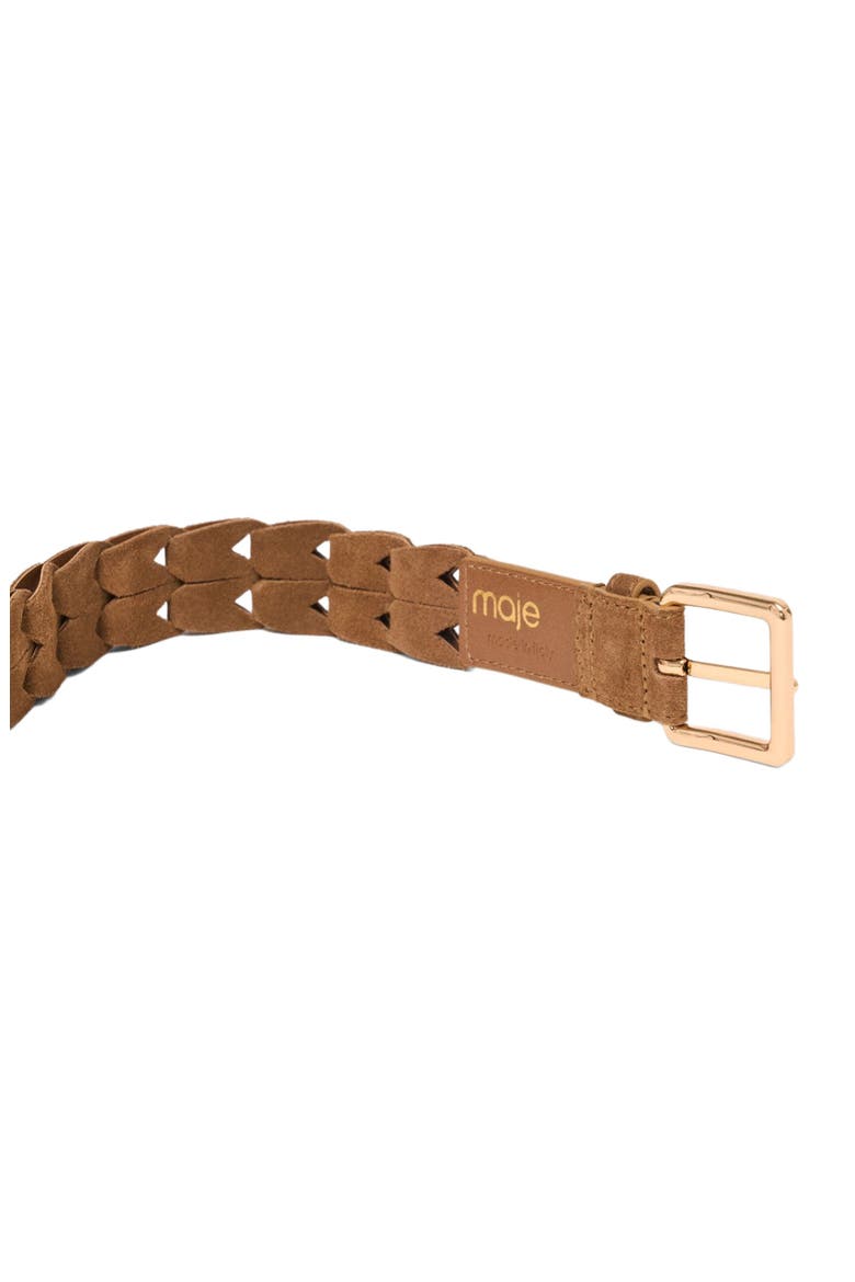 Braided suede belt, Alternate, color, Camel