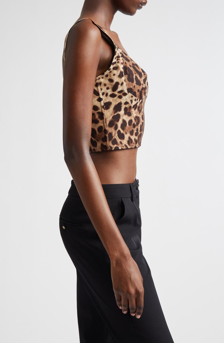 Dolce&Gabbana Leopard Print Silk Blend Charmeuse Bustier Top, Alternate, color, Hy13m Leo New