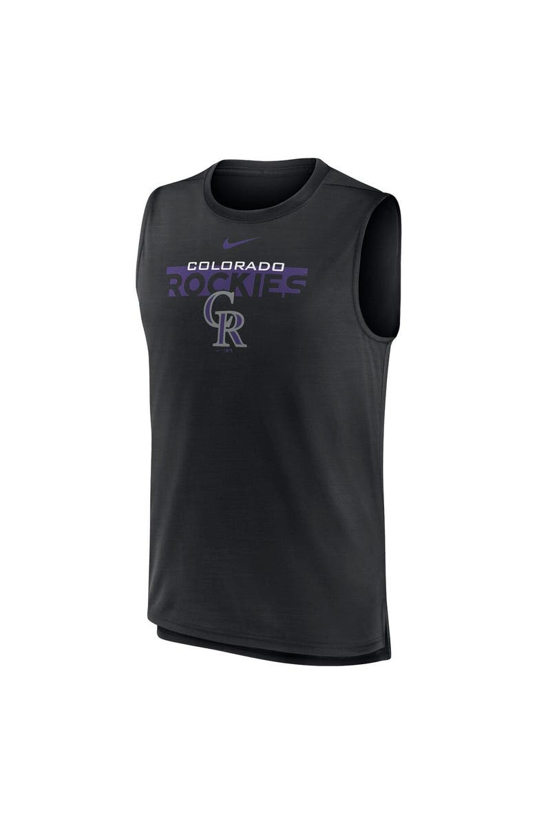 Nike Men's Nike Black Colorado Rockies Knockout Stack Exceed Muscle Tank Top, Alternate, color, 