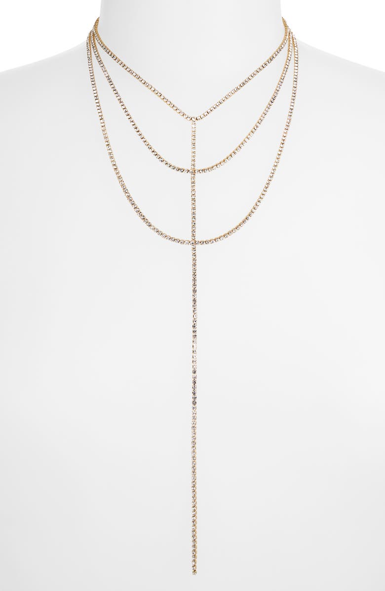 Rhinestone Layered Chain Y-Necklace