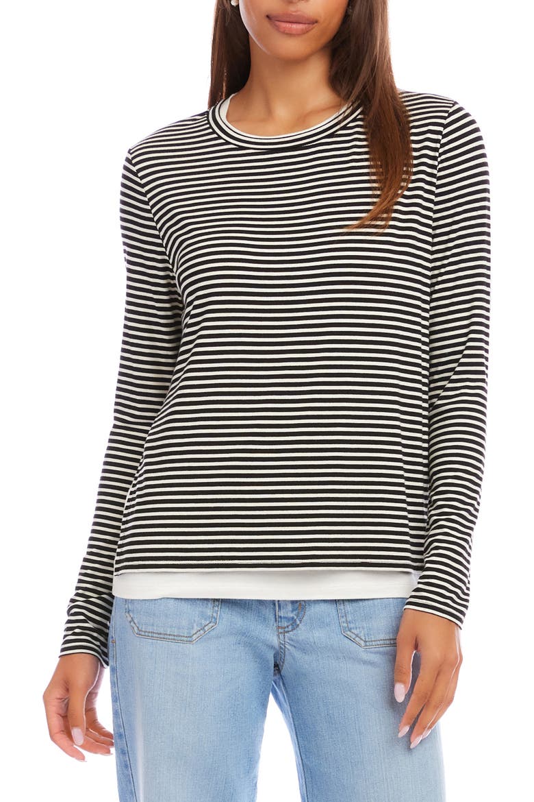 Stripe Layered Side Slit Top, Main, color, BOW