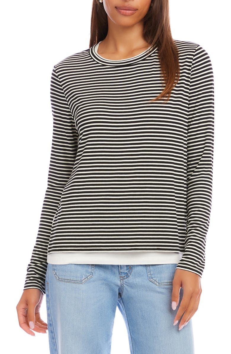 Karen Kane Stripe Layered Side Slit Top, Main, color, Bow