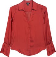 PAIGE Abriana Collared Ruffle Cuff Blouse