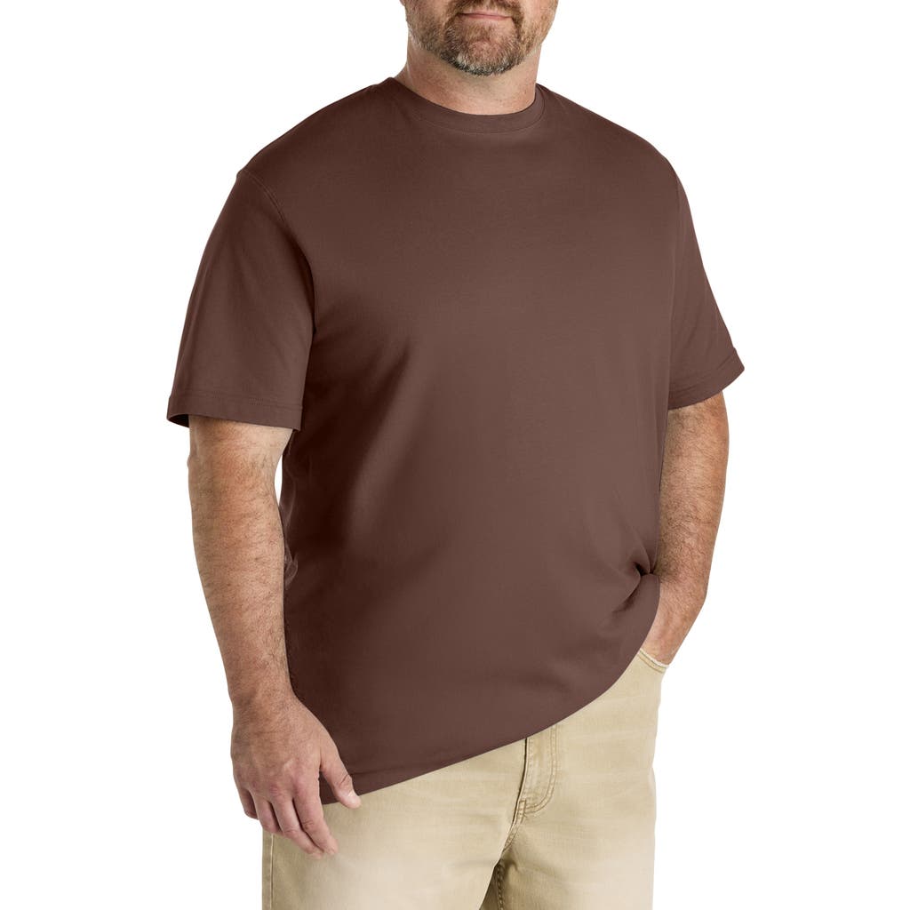 Harbor Bay By Dxl Big & Tall Moisture-wicking Jersey T-shirt In Brown