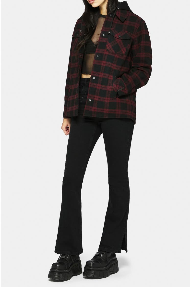 Trellis Hooded Check Shacket, Alternate, color, Dark Red