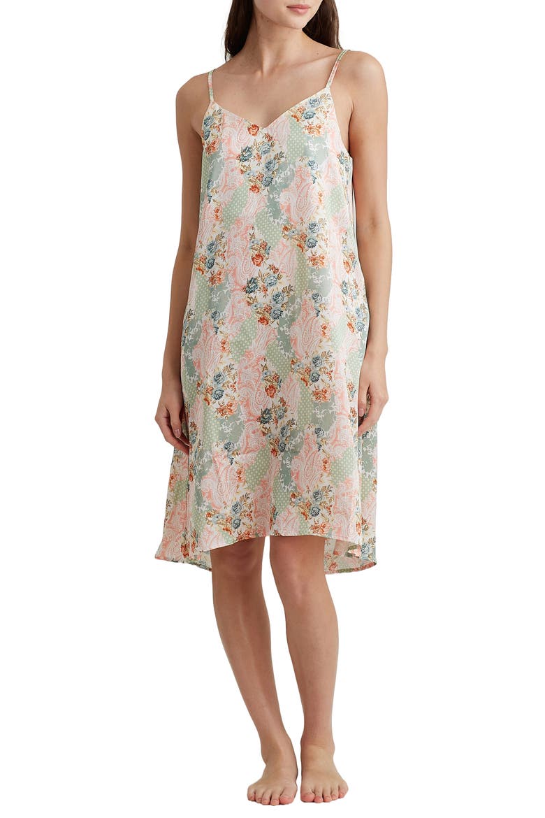 Sasha Paisley Floral Silk Nightgown, Alternate, color, ENGLISH ROSE