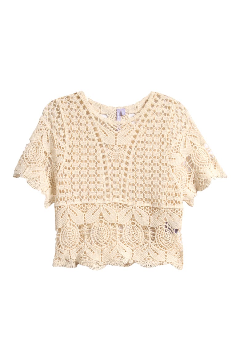 Kids' Crochet Boxy Top, Main, color, IVORY