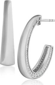 CZ by Kenneth Jay Lane Cubic Zirconia Edge Hoop Earrings