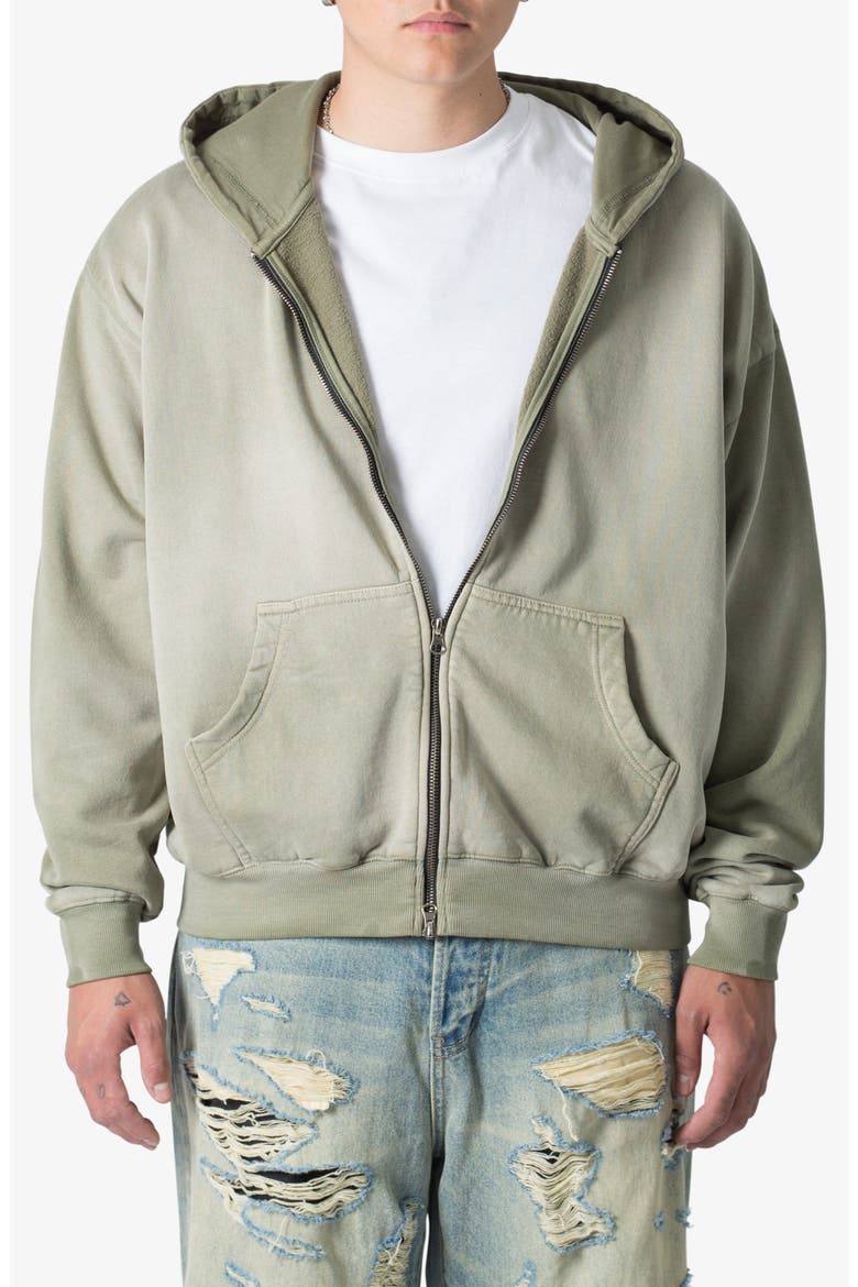 Basic Faded Cotton Zip-Up Hoodie, Main, color, WASHED OLIVE