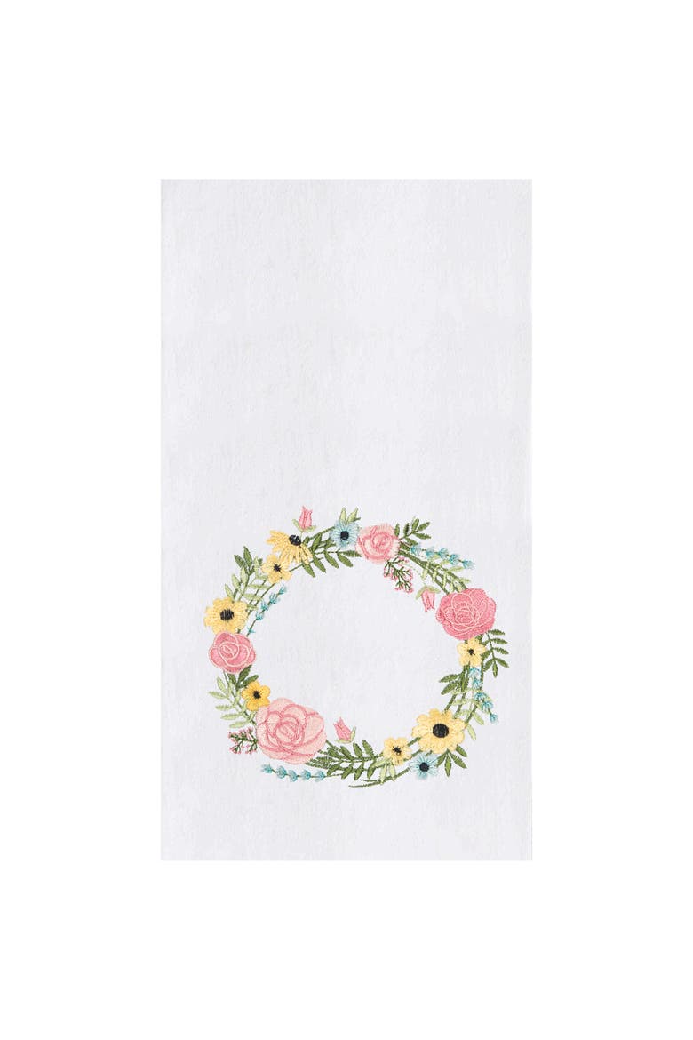 Spring Bloom Wreath Towel, Main, color, Green